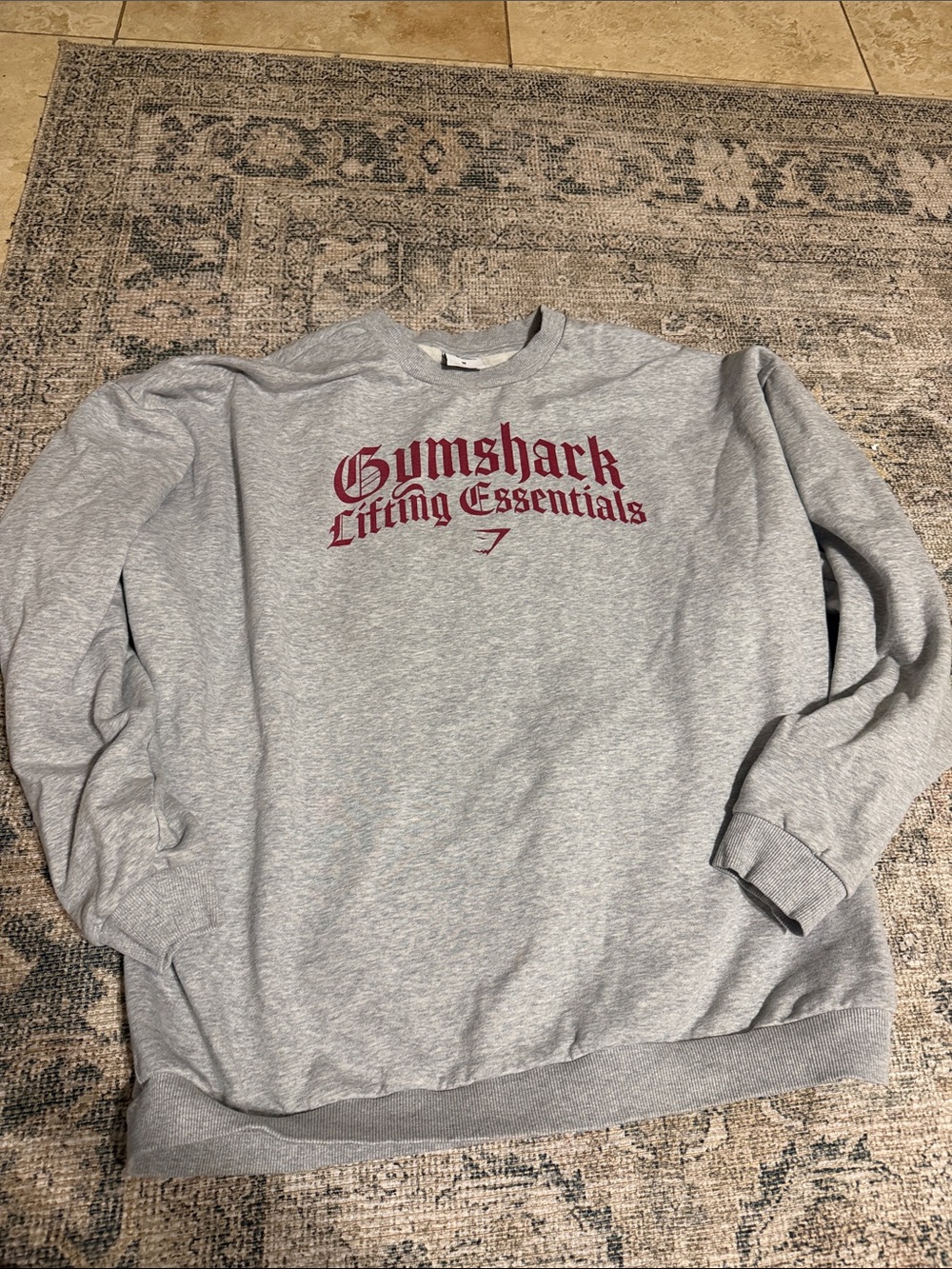Gymshark Gray Crewneck Sweatshirt with Red Logo